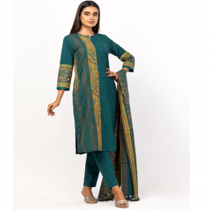 Bottle Green Embroidered Jamawar Theme Shalwar Kameez